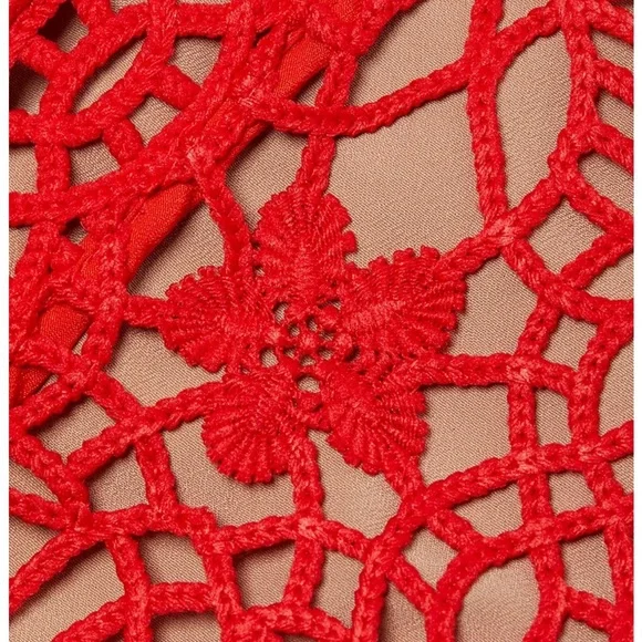 Self-Portrait Guipure lace short-sleeve midi dress RED 2 - Picture 5 of 6